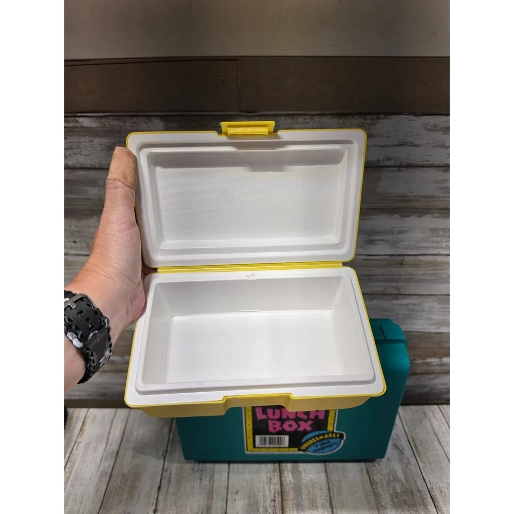 Vintage 1993 Clik Case Lunch Box Teal Yellow Clik Cooler Set Retro 90s USA Made